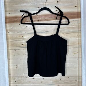 Madewell crosshatch tie strap black tank top